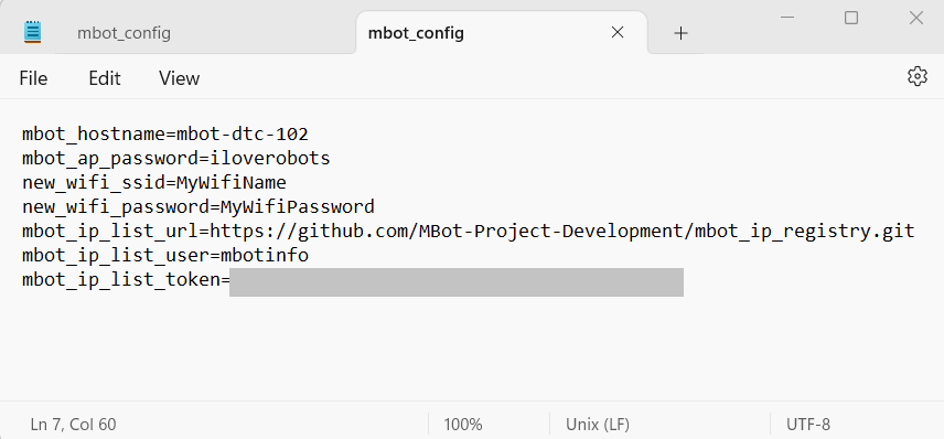 Edit mbot_config.txt